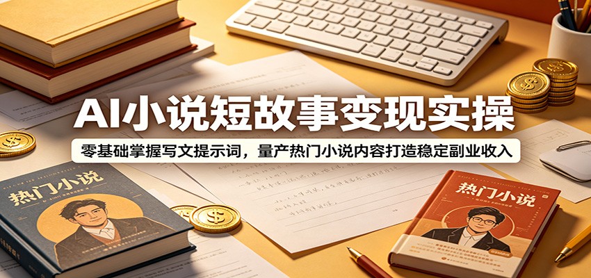 AI小说短故事变现实操：零基础掌握写文提示词，量产热门小说内容打造稳定副业收入-新时光资源网