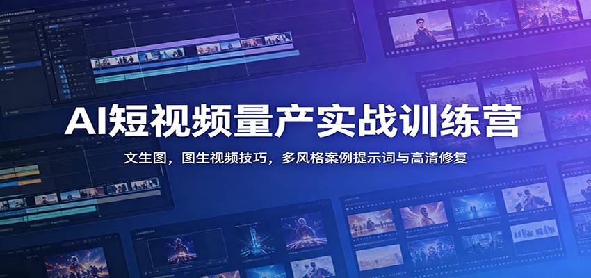 AI短视频量产实战训练营：文生图，图生视频技巧，多风格案例提示词与高清修复-新时光资源网