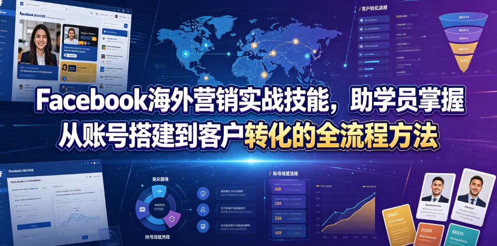 Facebook海外营销实战技能，助学员掌握从账号搭建到客户转化的全流程方法-我爱发帖