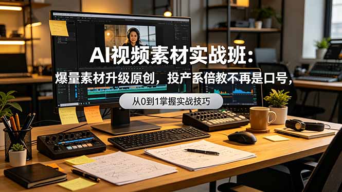 AI视频素材实战班：爆量素材升级原创，投产翻倍不再是口号，0-1系统教学实战落地-新时光资源网