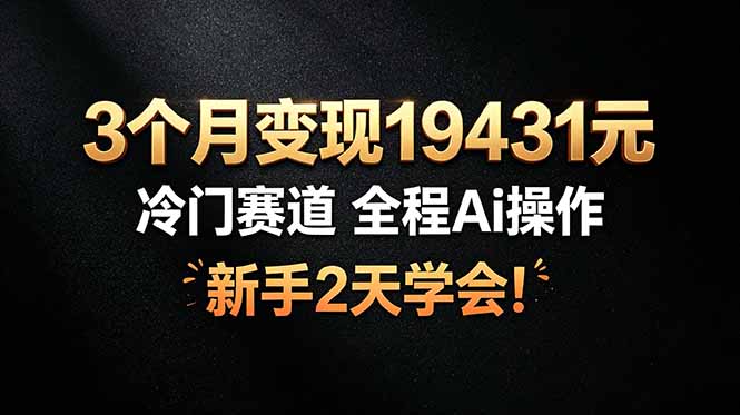 3个月变现19431元，冷门赛道 全程Ai操作，新手2天学会！-新时光资源网