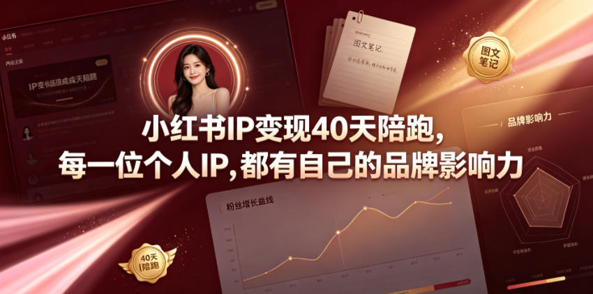 小红书IP变现40天陪跑，每一位个人IP，都有自己的品牌影响力-吾爱自习网