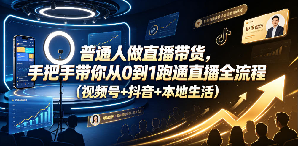 普通人做直播带货，手把手带你从0到1跑通直播全流程(视频号+抖音+本地生活)-我爱发帖