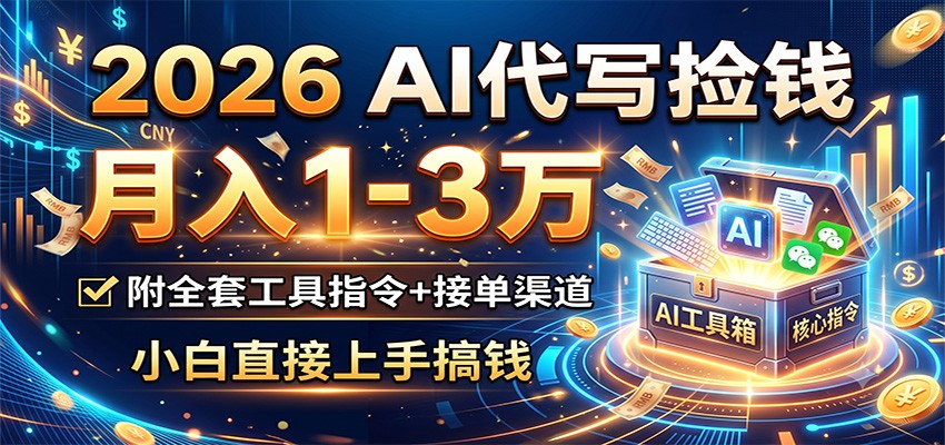 2026 AI代写捡钱，月入1-3万，附全套工具指令+接单渠道，小白直接上手搞钱-吾爱自习网