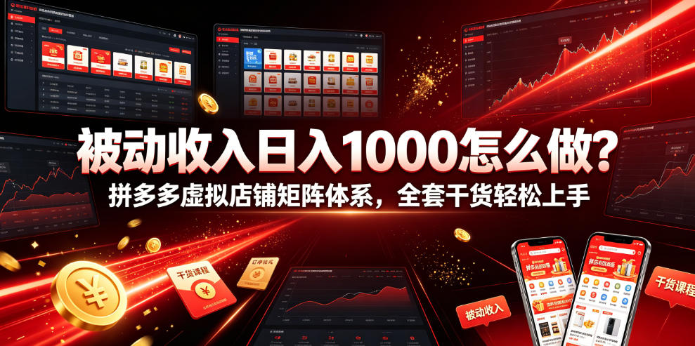 被动收入日入1000怎么做？拼多多虚拟店铺矩阵体系，全套干货轻松上手【揭秘】-吾爱自习网