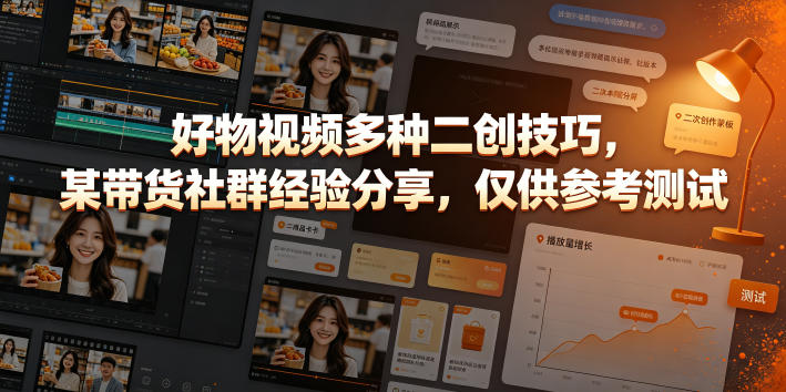 好物视频多种二创技巧，某带货社群经验分享，仅供参考测试-我爱发帖