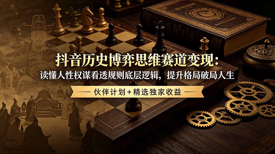 抖音历史博弈思维赛道变现：读懂人性权谋看透规则底层逻辑，提升格局破局人生，伙伴计划+精选独家收益-新时光资源网