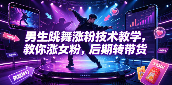 男生跳舞涨粉技术教学，教你涨女粉，后期转带货-我爱发帖