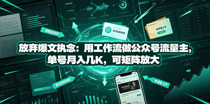 放弃爆文执念：用工作流做公众号流量主，单号月入几K，可矩阵放大-吾爱自习网