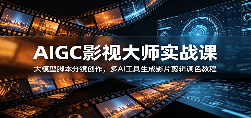 AIGC影视大师实战课:大模型脚本分镜创作,多AI工具生成影片剪辑调色教程-新时光资源网