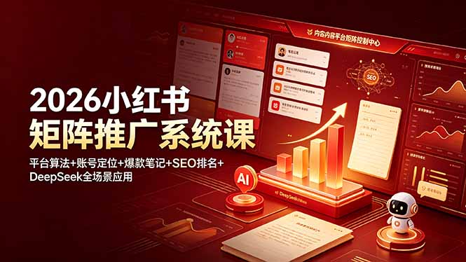 2026小红书矩阵推广系统课:平台算法+账号定位+爆款笔记+SEO排名+DeepSeek全场景应用-新时光资源网