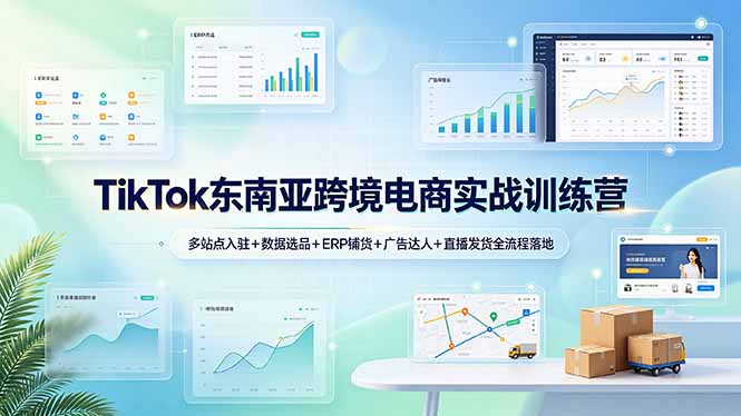 TikTok东南亚跨境电商实战训练营:多站点入驻+数据选品+ERP铺货+广告达人+直播发货全流程落地-吾爱自习网