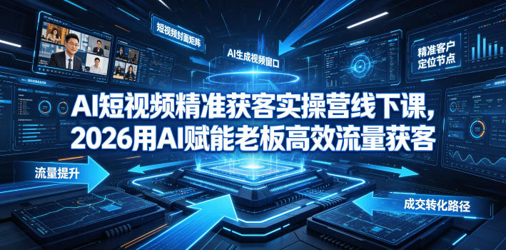 AI短视频精准获客实操营6月10-14号线下课，2026用AI赋能老板高效流量获客-吾爱自习网