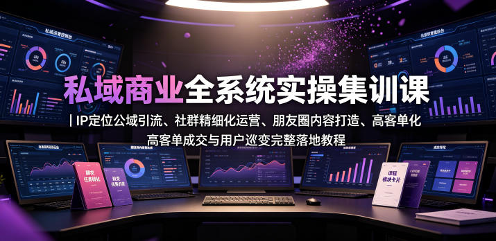 私域商业全系统实操课｜IP定位公域引流、社群精细化运营、朋友圈内容打造、高客单成交与用户裂变完整落地教程-吾爱自习网