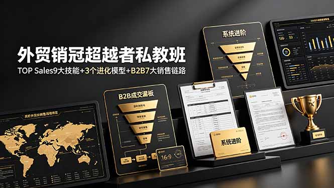 外贸销冠超越者私教班:TOP Sales9大技能+3个进化模型+B2B7大销售链路,系统进阶-吾爱自习网