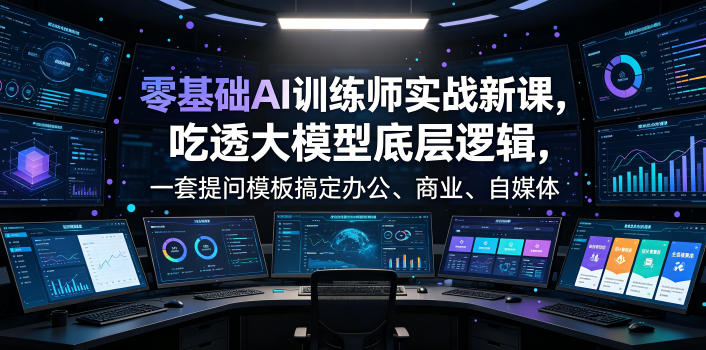 零基础AI训练师实战课,吃透大模型底层逻辑,一套提问模板搞定办公、商业、自媒体、设计、生活全场景AI落地应用-吾爱自习网