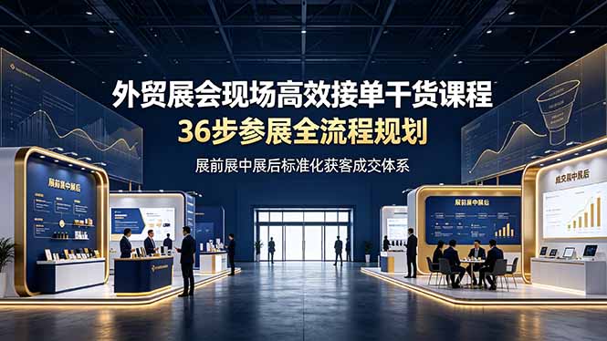 外贸展会现场高效接单干货课程,36步参展全流程规划,展前展中展后标准化获客成交体系-吾爱自习网