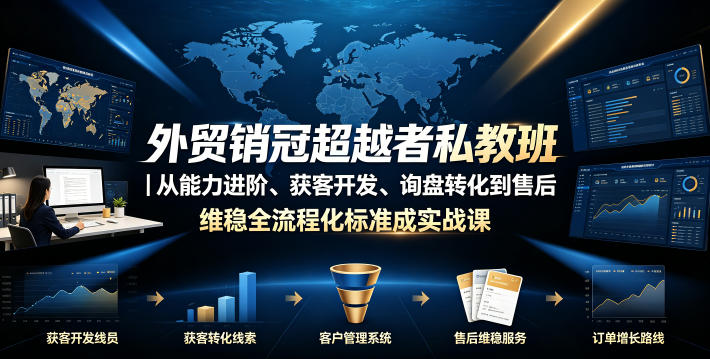 外贸销冠超越者私教班｜从能力进阶、获客开发、询盘转化到售后维稳全流程标准化成交实战课-吾爱自习网