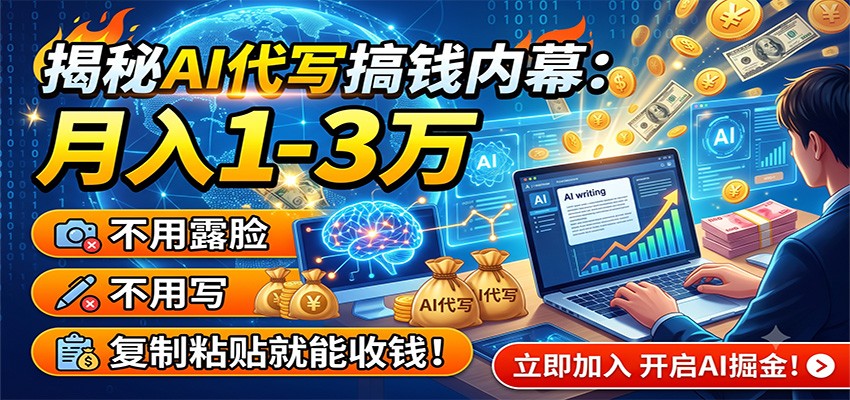 揭秘AI代写搞钱内幕：月入1-3万，不用露脸不用写，复制粘贴就能收钱！-副业网创