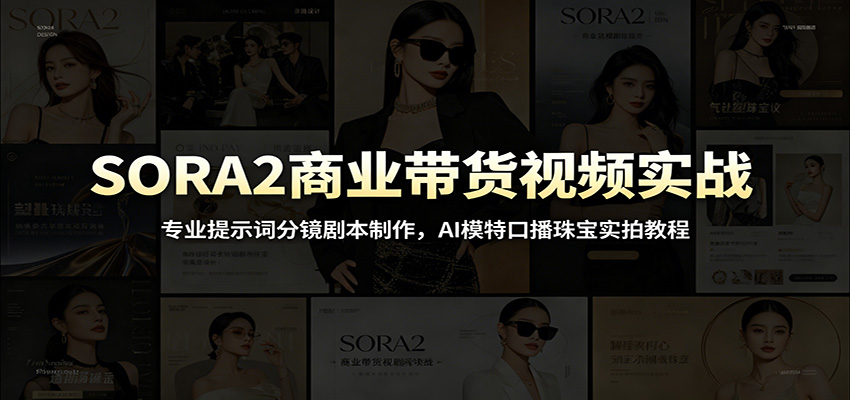 SORA2商业带货视频实战:专业提示词分镜剧本制作,AI模特口播珠宝实拍教程-吾爱自习网