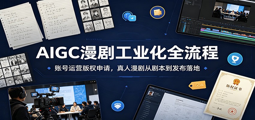 AIGC漫剧工业化全流程:账号运营版权申请,真人漫剧从剧本到发布落地-吾爱自习网