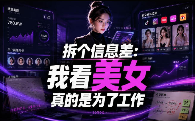 【理直气壮】我给看美女找了一个非常恰当的理由，信息差项目-吾爱自习网