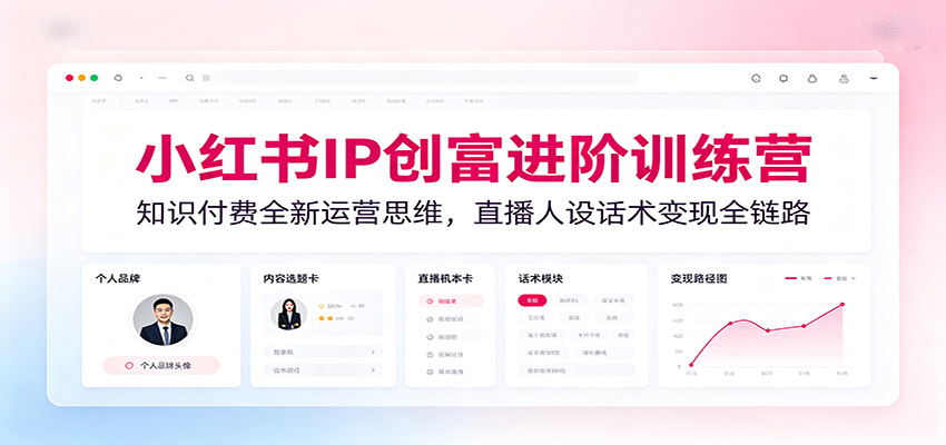 小红书IP创富进阶训练营：知识付费全新运营思维，直播人设话术变现全链路-我爱发帖