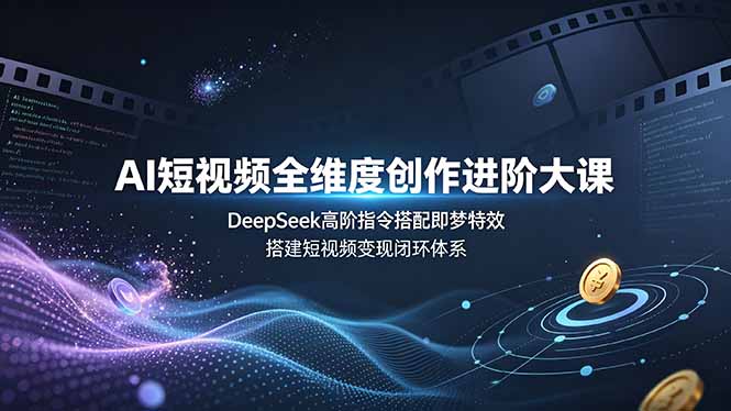 AI短视频全维度创作进阶大课,DeepSeek高阶指令搭配即梦特效,搭建短视频变现闭环体系-吾爱自习网