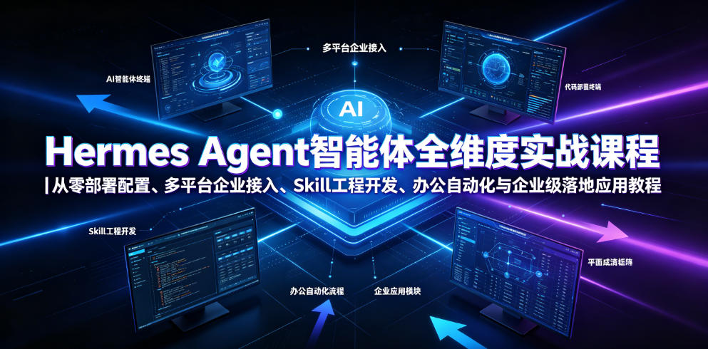 Hermes Agent智能体全维度实战课程|从零部署配置、多平台企业接入、Skill工程开发、办公自动化与企业级落地应用教程-旺仔资源库