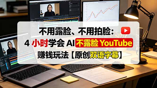 不用露脸、不用拍脸：4 小时学会 AI 不露脸 YouTube 赚钱玩法【原创双语字幕】-吾爱自习网