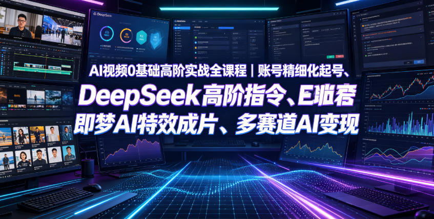 AI视频0基础高阶实战全课程｜账号精细化起号、DeepSeek高阶指令、即梦AI特效成片、多赛道AI短视频量产变现-吾爱自习网