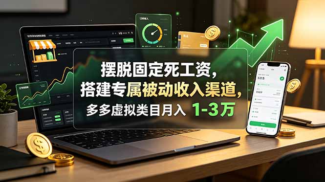摆脱固定死工资，搭建专属被动收入渠道，多多虚拟类目月入 1-3 万-吾爱自习网