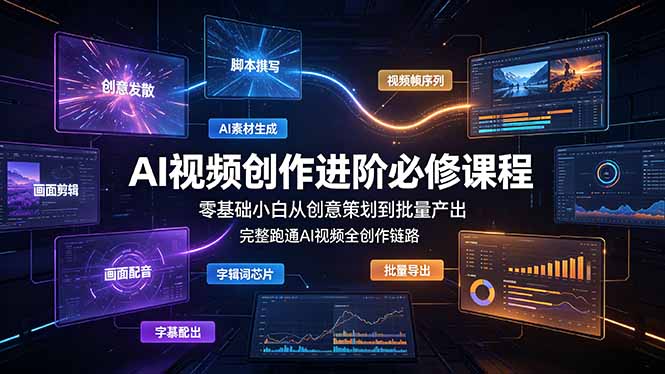 AI视频创作进阶必修课程:零基础小白从创意策划到批量产出,完整跑通AI视频全创作链路-吾爱自习网