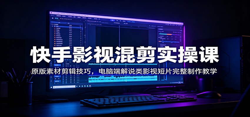 快手影视混剪实操课:原版素材剪辑技巧,电脑端解说类影视短片完整制作教学-新时光资源网