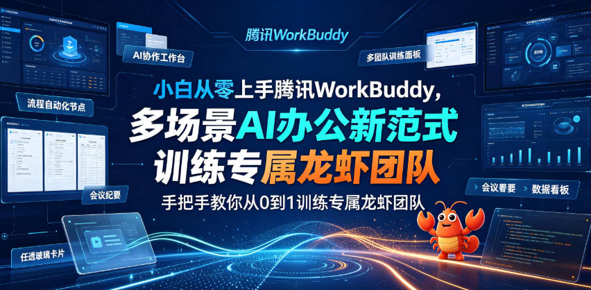 小白从零上手腾讯WorkBuddy,多场景AI办公新范式实战,手把手教你从0到1训练专属龙虾团队-新时光资源网