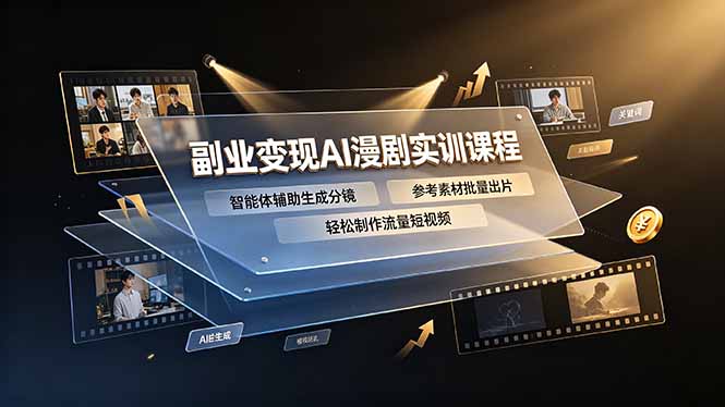 副业变现AI漫剧实训课程,智能体辅助生成分镜,参考素材批量出片,轻松制作流量短视频-新时光资源网