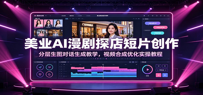 美业AI漫剧探店短片创作：分层生图对话生成教学，视频合成优化实操教程-新时光资源网