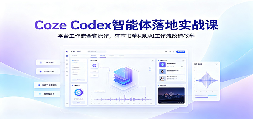 Coze Codex智能体落地实战课:平台工作流全套操作,有声书单视频AI工作流改造教学-吾爱自习网