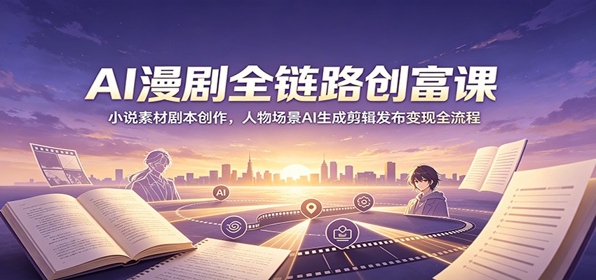 AI漫剧全链路创富课:小说素材剧本创作,人物场景AI生成剪辑发布变现全流程-新时光资源网