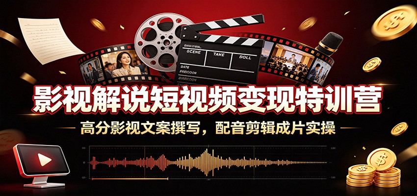 影视解说短视频变现特训营:高分影视文案撰写,配音剪辑成片实操-新时光资源网