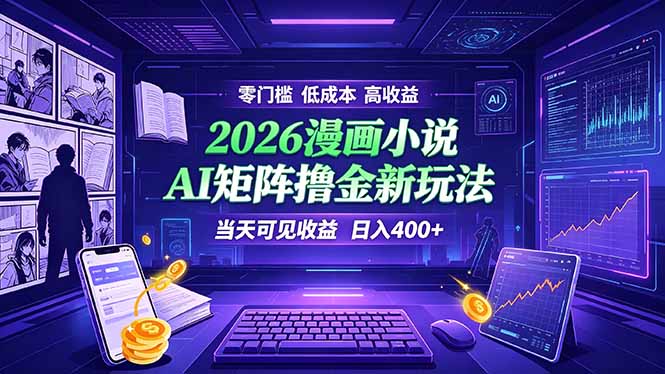爆款小说漫画大阅读 ai矩阵操作 当天可见收益 日入400+ 零门槛 高收益-新时光资源网