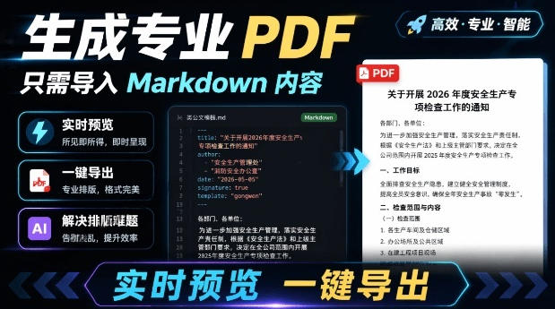 只需导入Markdown内容,实时预览一键导出专业PDF!轻松解决AI生成内容排版问题Presto-新时光资源网