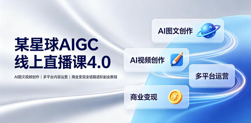 某星球AIGC线上直播课4.0｜AI图文视频创作、多平台内容运营、商业变现全链路进阶副业教程-吾爱自习网