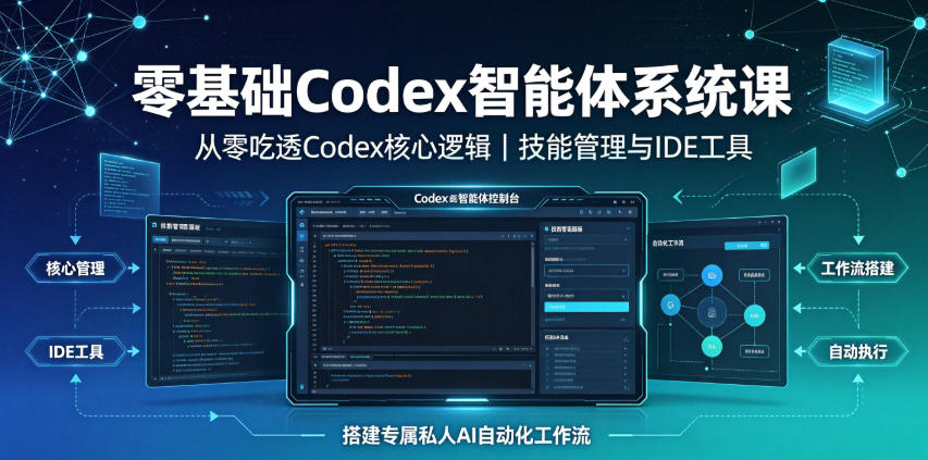 零基础Codex智能体系统课｜从零吃透Codex核心逻辑、技能管理与IDE工具，搭建专属私人AI自动化工作流-吾爱自习网