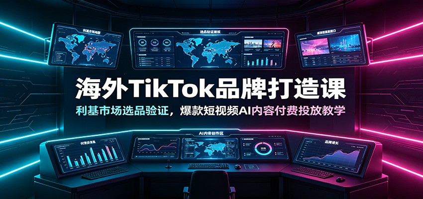 海外TikTok品牌打造课：利基市场选品验证，爆款短视频AI内容付费投放教学-吾爱自习网