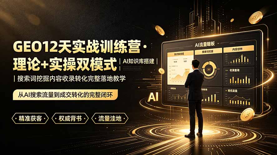 GEO12天实战训练营·理论+实操双模式｜AI知识库搭建｜搜索词挖掘内容收录转化完整落地教学-吾爱自习网