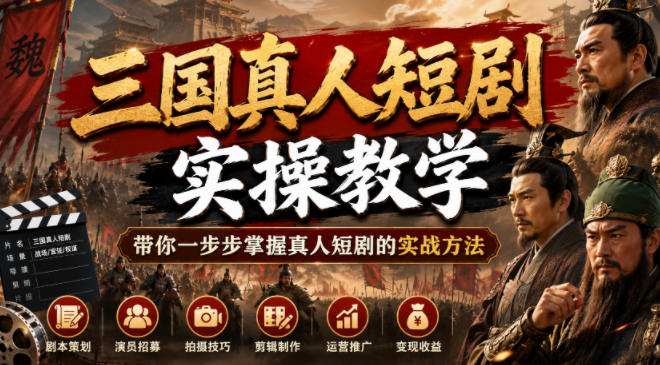 三国真人短剧实操教学，带你一步步掌握真人短剧的实战方法-吾爱自习网