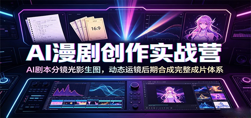 AI漫剧创作实战营：AI剧本分镜光影生图，动态运镜后期合成完整成片体系-吾爱自习网