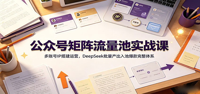 公众号矩阵流量池实战课：多账号IP搭建运营，DeepSeek批量产出入池爆款完整体系-吾爱自习网