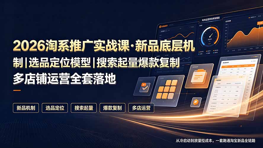 2026淘系推广实战课·新品底层机制｜选品定位模型｜搜索起量爆款复制多店铺运营全套落地教程-吾爱自习网